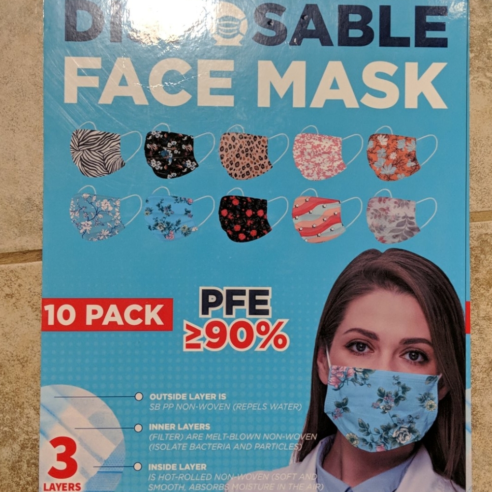 Women's Disposable Face Mask. Assorted.